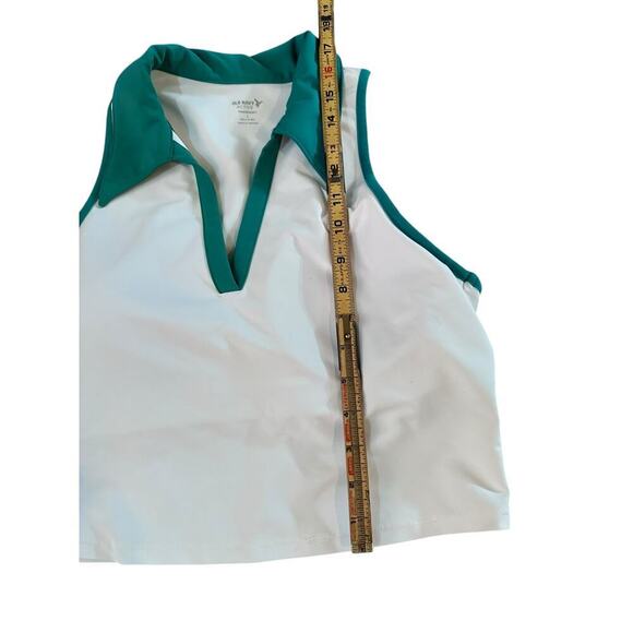 Old Navy Active PowerSoft White Sleeveless Cropped Built-In Bra Polo Top Size L - Picture 4 of 7